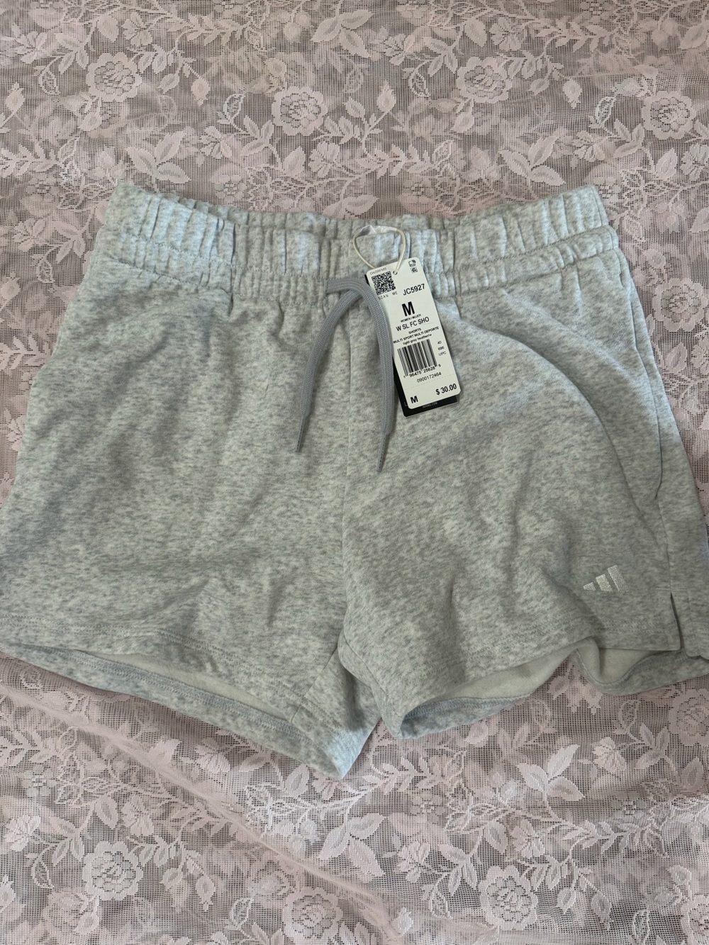 adidas Light Gray Women's Athletic Fleece Shorts